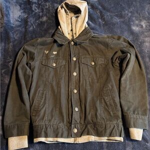 Men's Olive Military Field Jacket with Hood